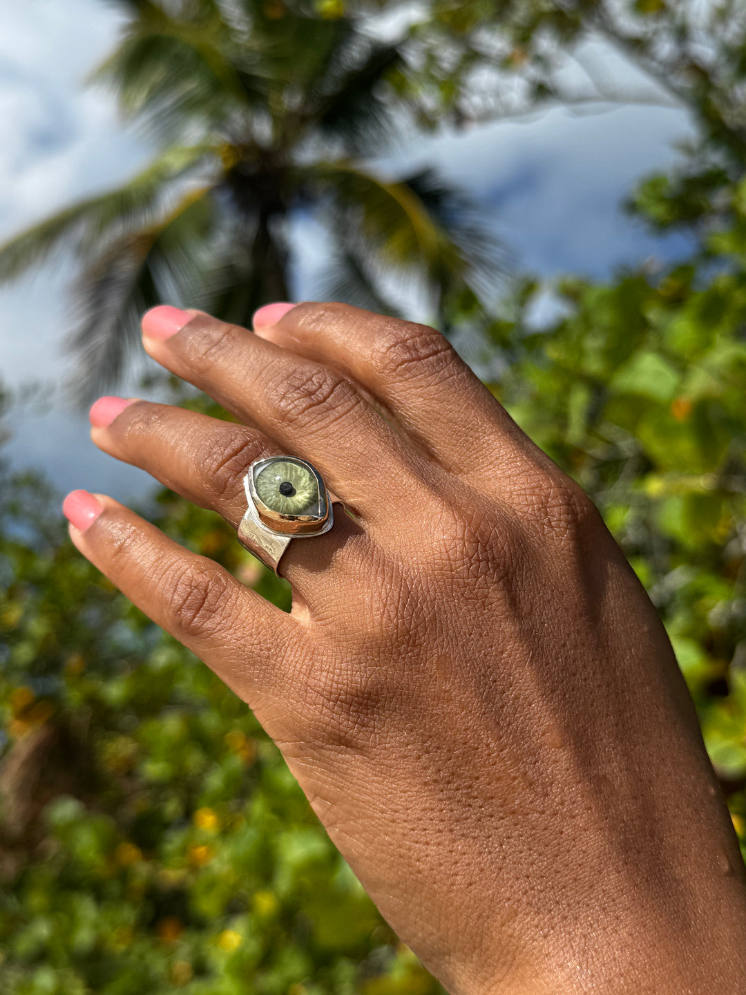 Eyeba X AA Green Gold Ring