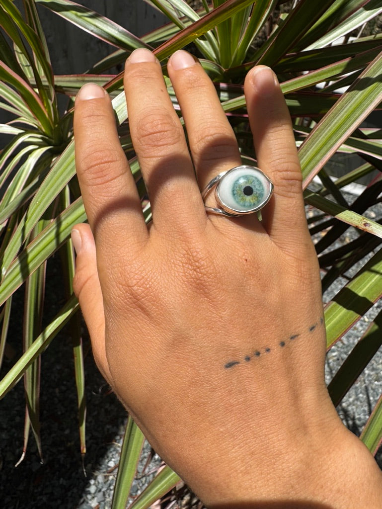 Modern Green Eye Ring