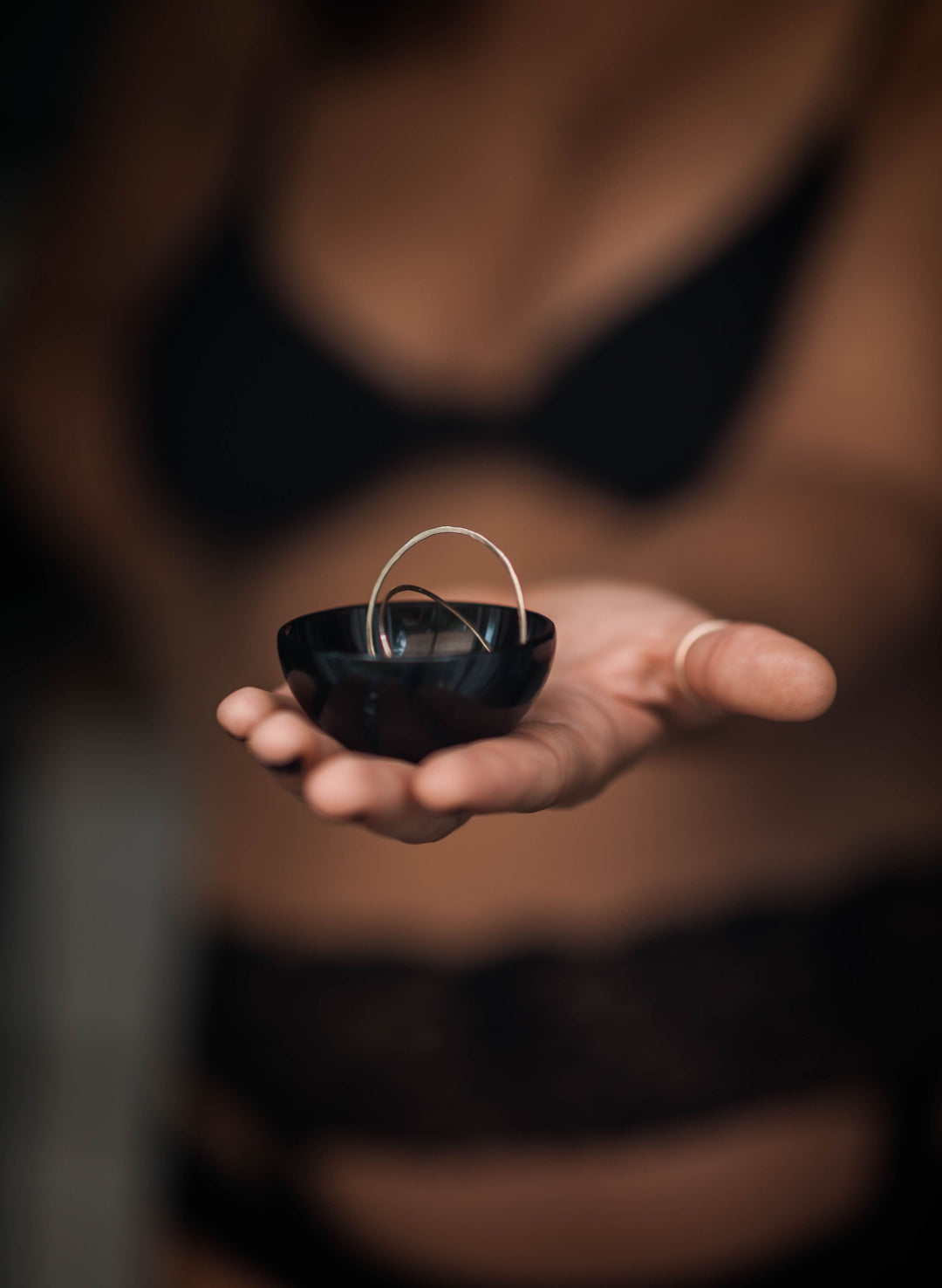 Black Obsidian Hand Carved Bowl