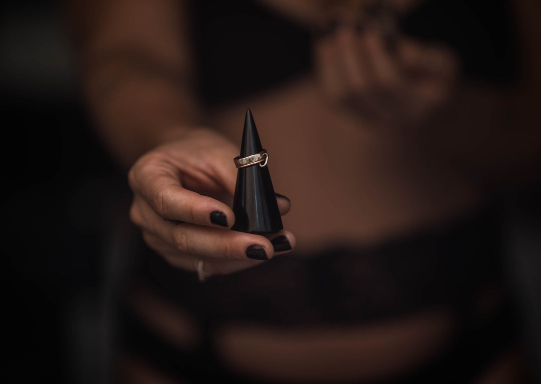 Black Obsidian Hand Carved Ring Holder