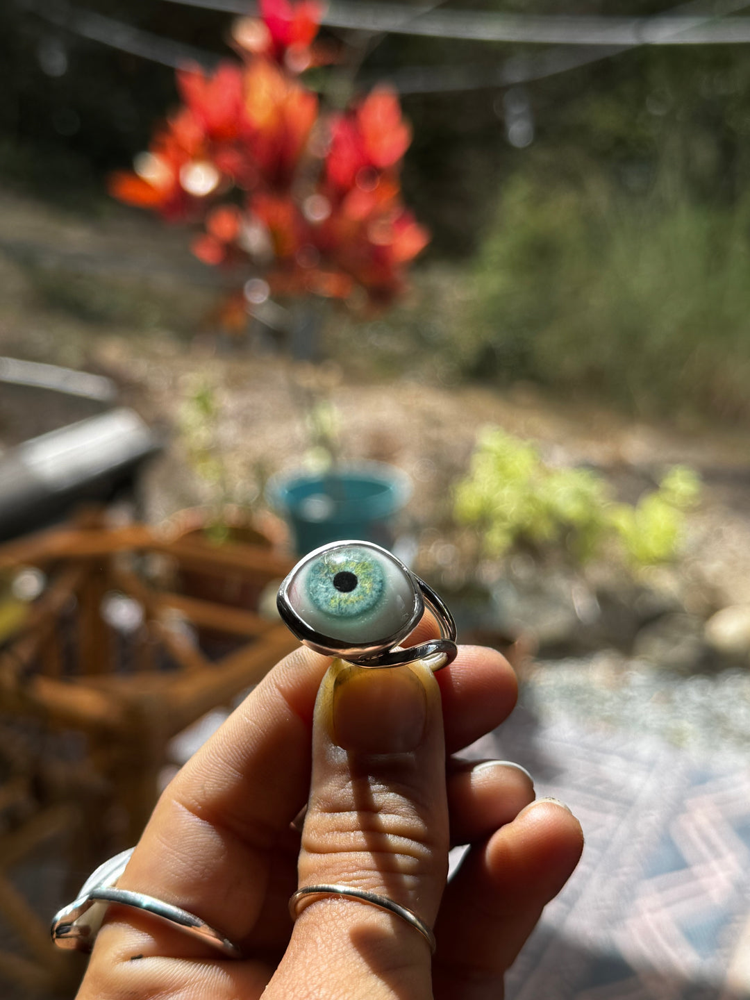 Modern Green Eye Ring