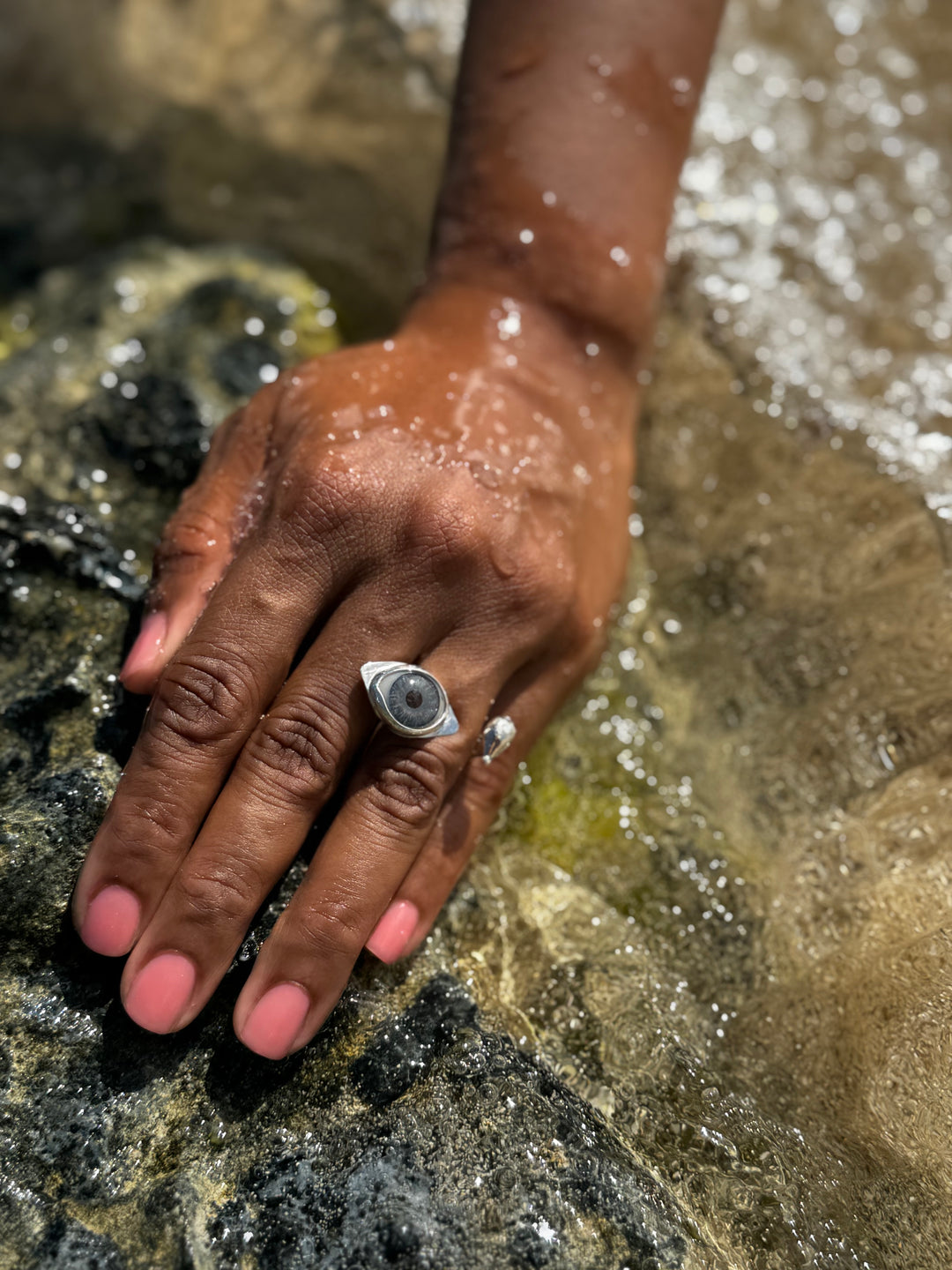 Eyeba X AA Blue Floating Teardrop Ring
