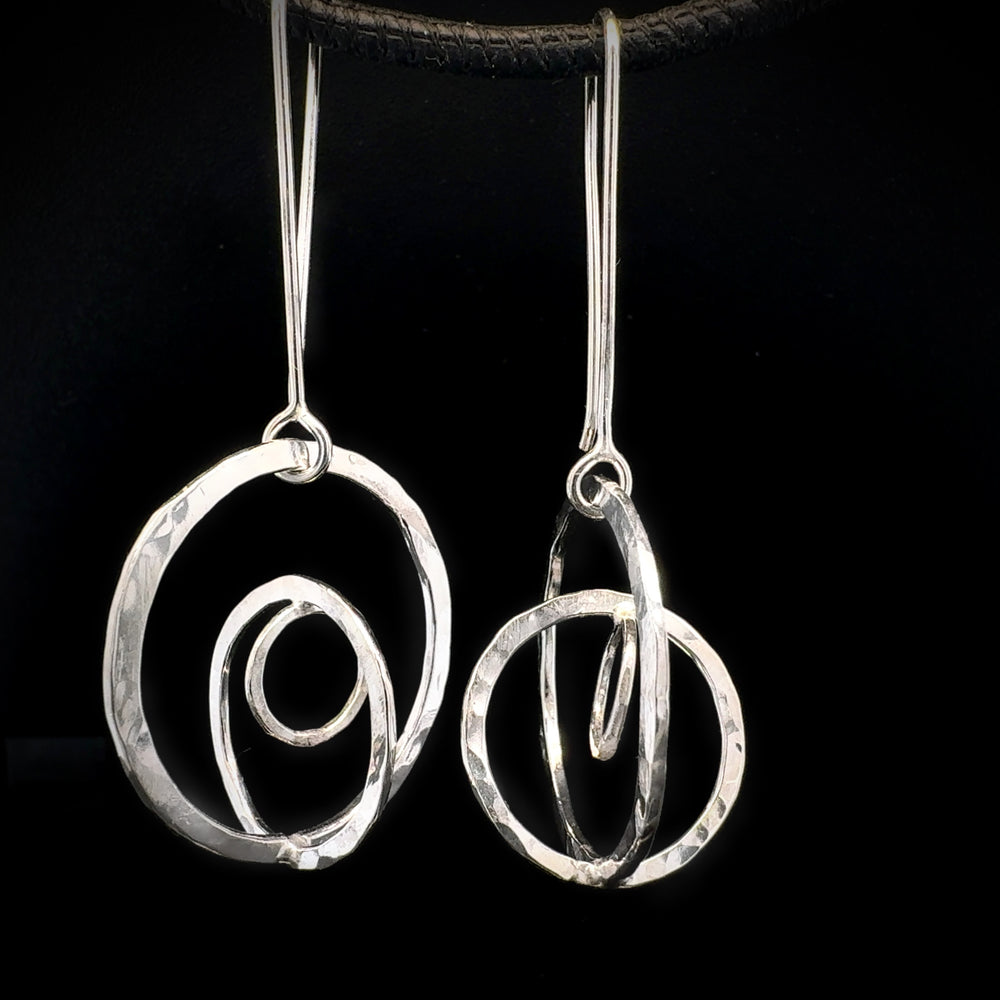 orbit dangle earrings orbit design gold silver mixed metal